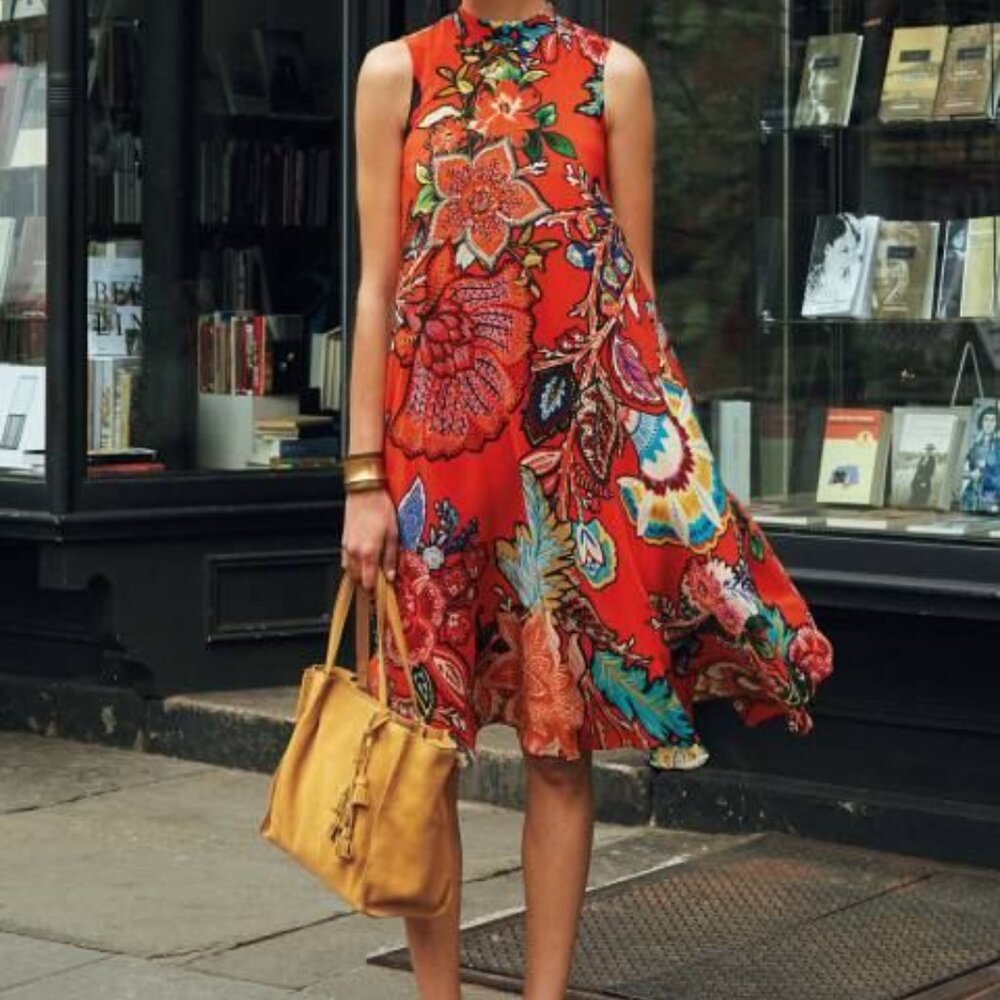 Anthropologie Larkhill Swing Dress by Maeve in orange floral size S